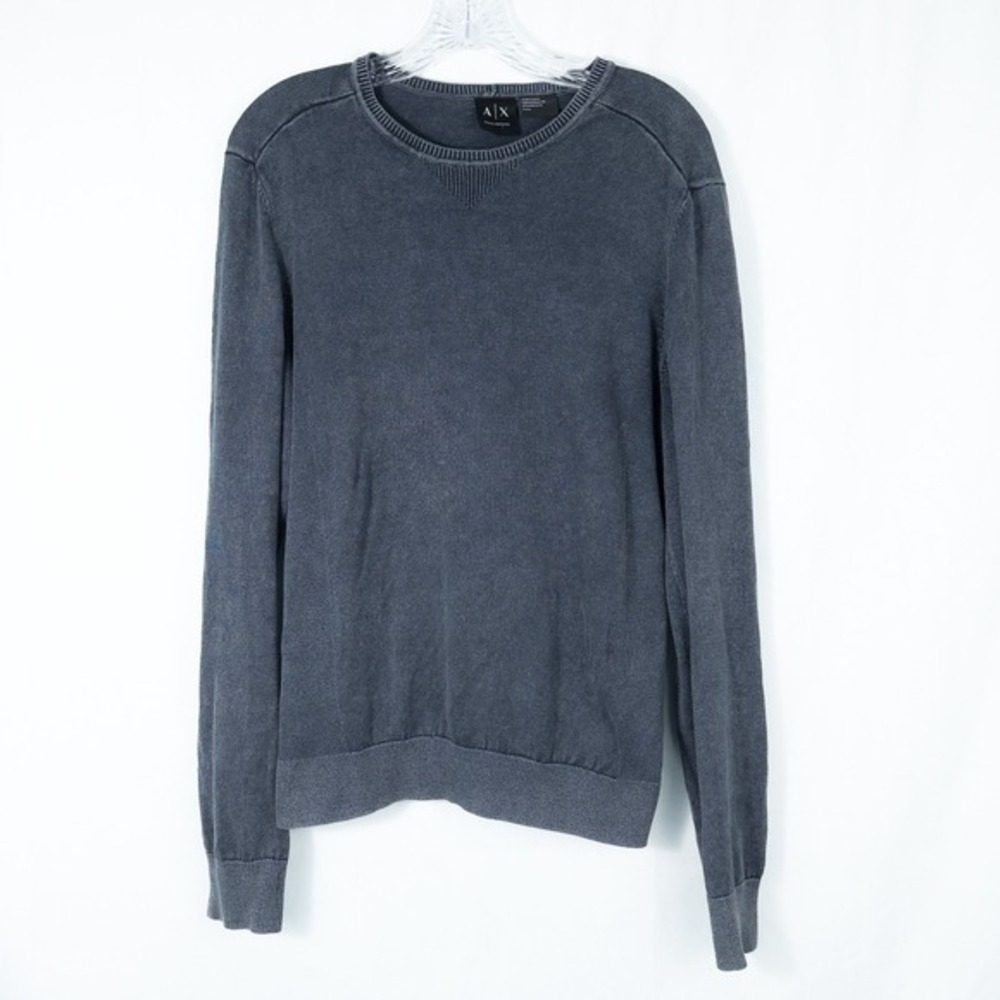 Armani Exchange Crewneck Knit Pullover Sweater Mens Small Cotton Blue Gray